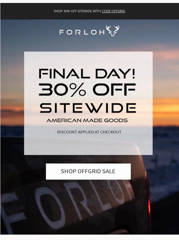 LAST CHANCE: 30% Off Sitewide!