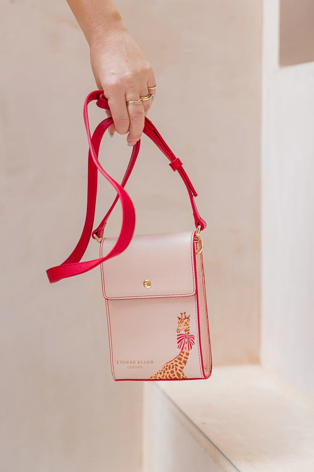Image of Vintage Pink Giraffe Crossbody Pouch