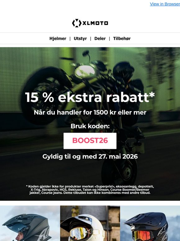 Ekstra 15 % rabatt på nesten alt! Begrenset tid!