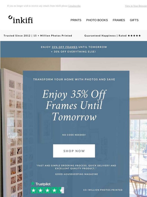 Ends Tomorrow: 35% Off Frames 🌿