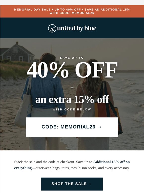 FINAL CALL: 40% off + 15% extra • code MEMORIAL26