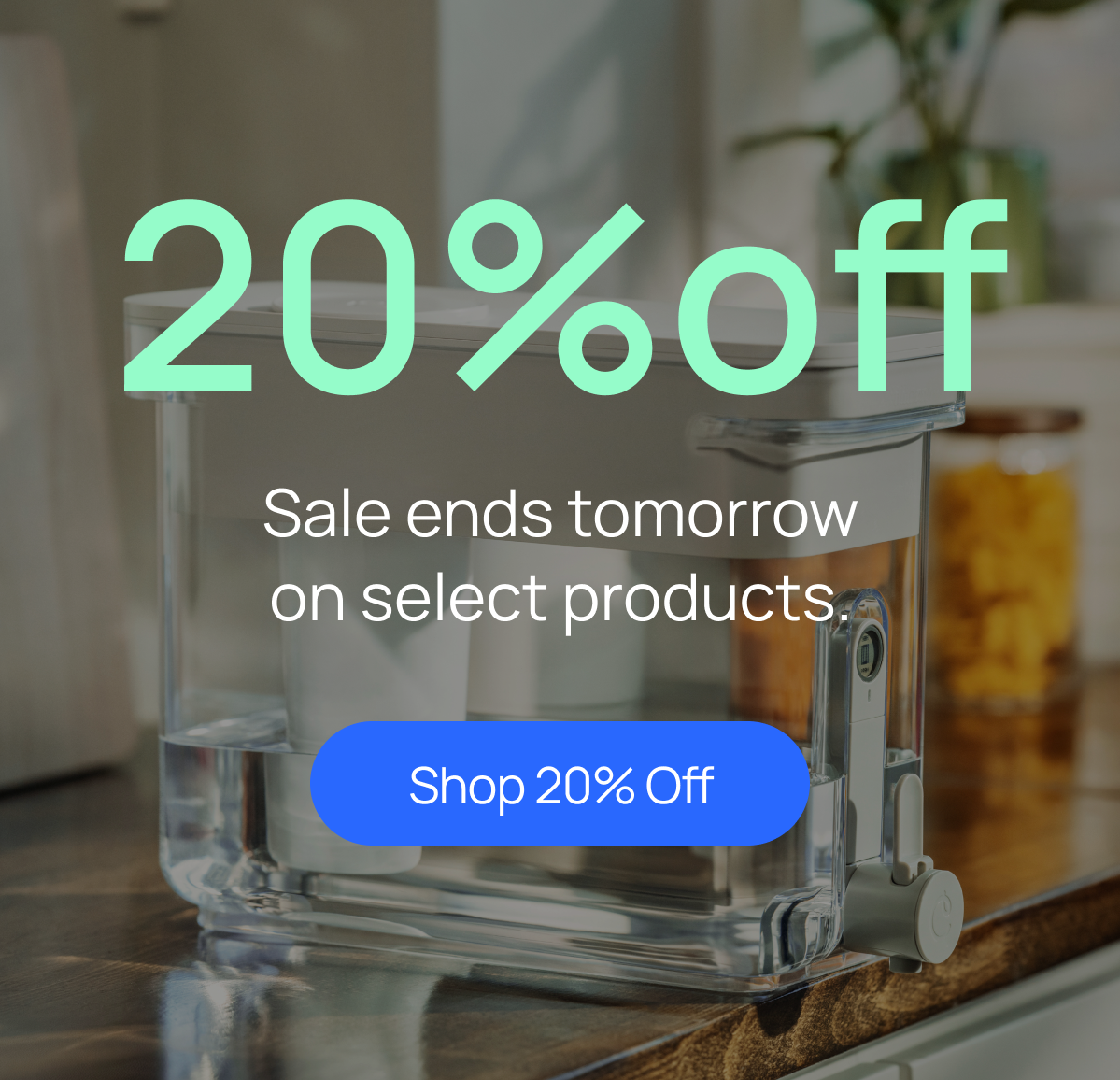 20% off. Sale ends tomorrow on selected products.