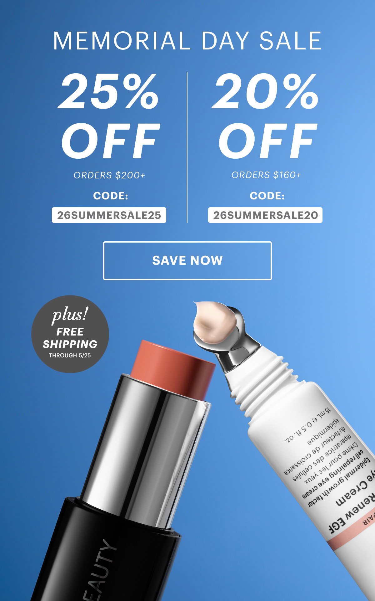 Memorial Day Sale 25% Off Orders $200+ 20% Off Orders $160+ plus! Free Shipping Through 5/25