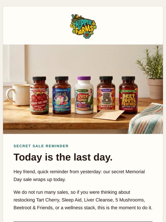 Last day for the secret 15% sale