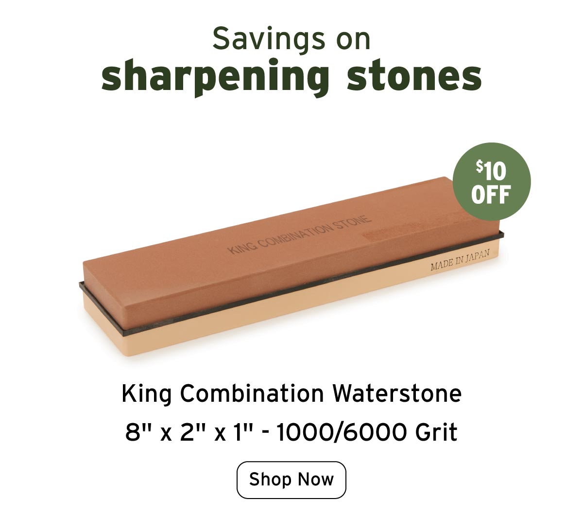 King Combination Waterstone - 8" x 2" x 1" - 1000/6000 Grit