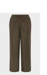 EVANS Curve Chocolate Brown Linen Wide Leg Trouser