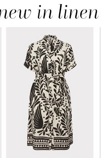 EVANS Curve Black Abstract Linen Shirt Dress