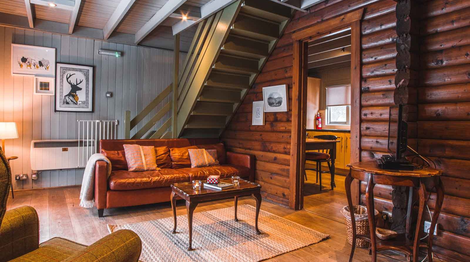 The living area in one of the Ben Cabins