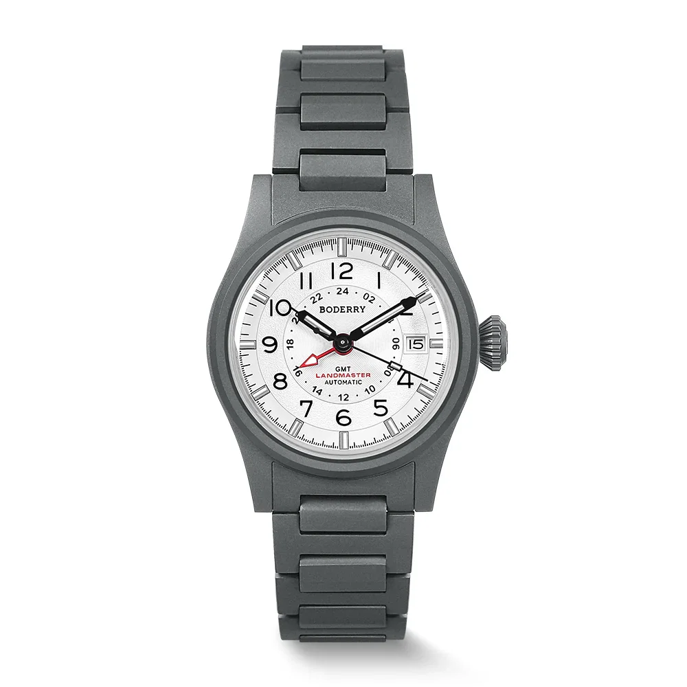LANDMASTER GMT – Titanium Automatic Tritium Field Watch | White-bracelet