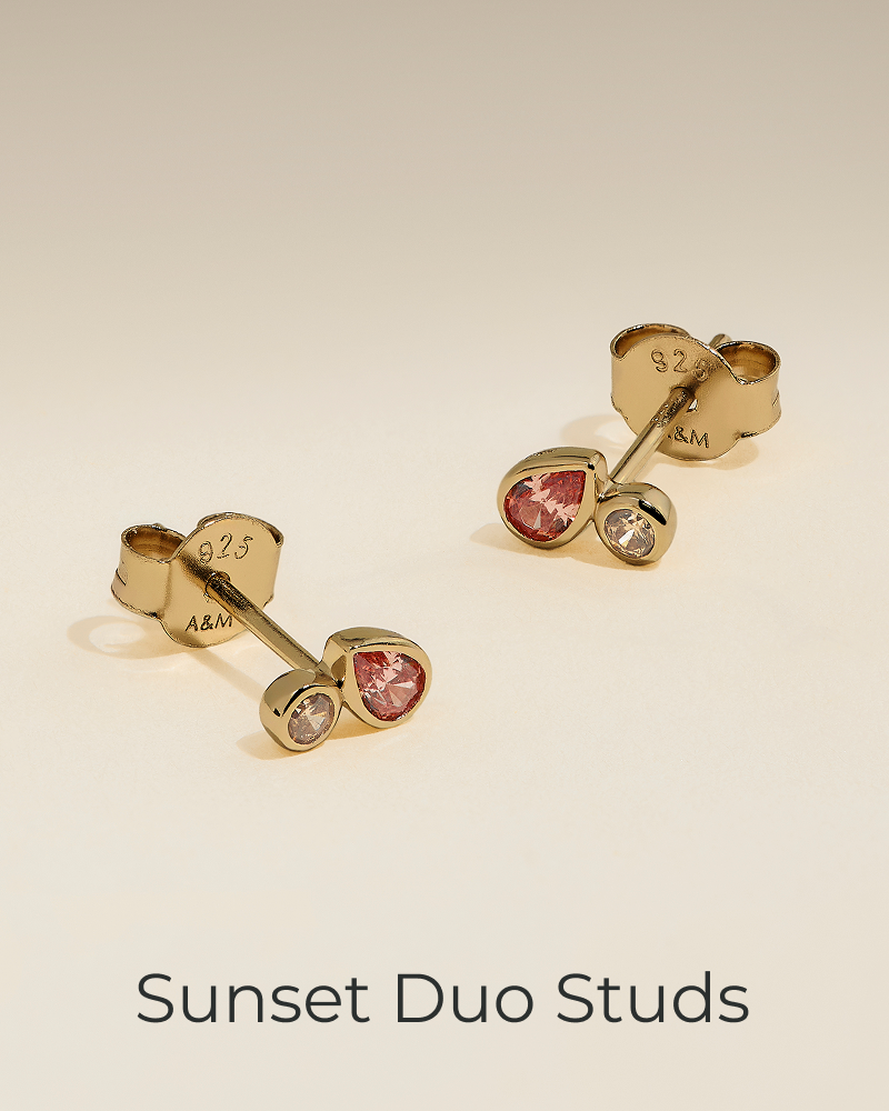 Sunset Duo Studs in Gold