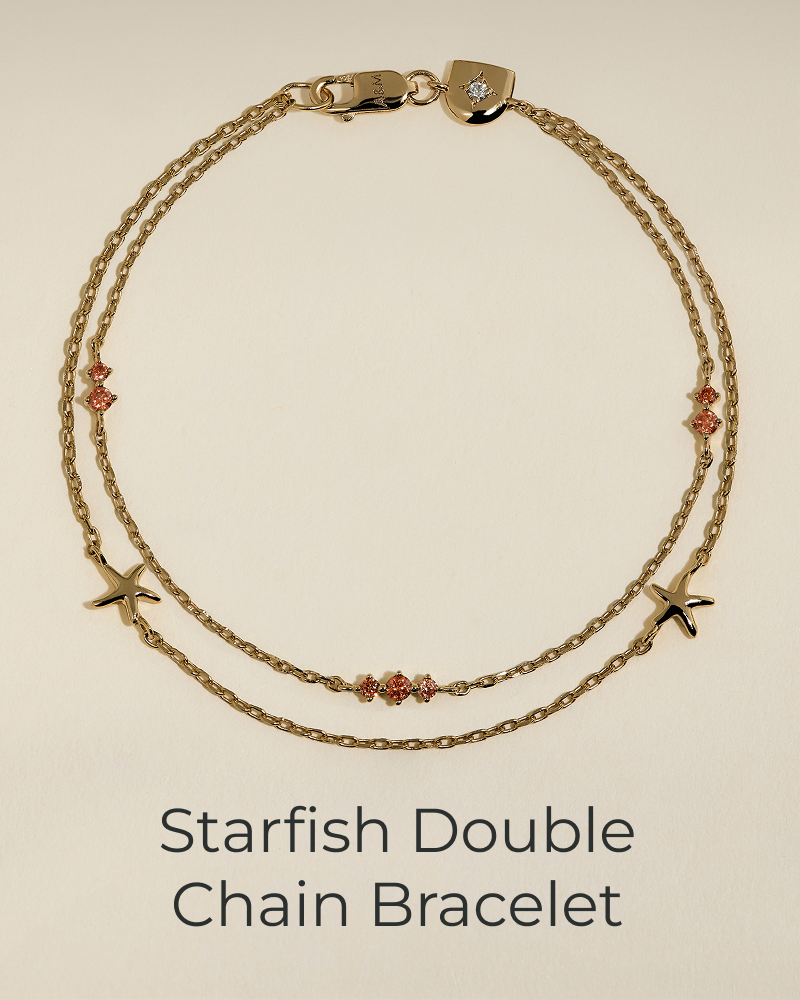 Starfish Double Chain Bracelet in Gold