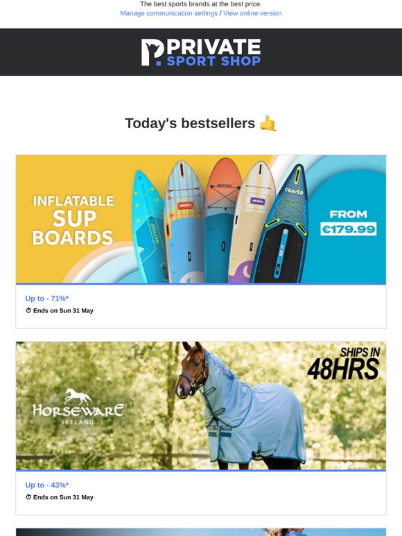 Stand Up Paddle up to -71% off | Horseware, Columbia Outdoor, Road bike gear, Hannah...