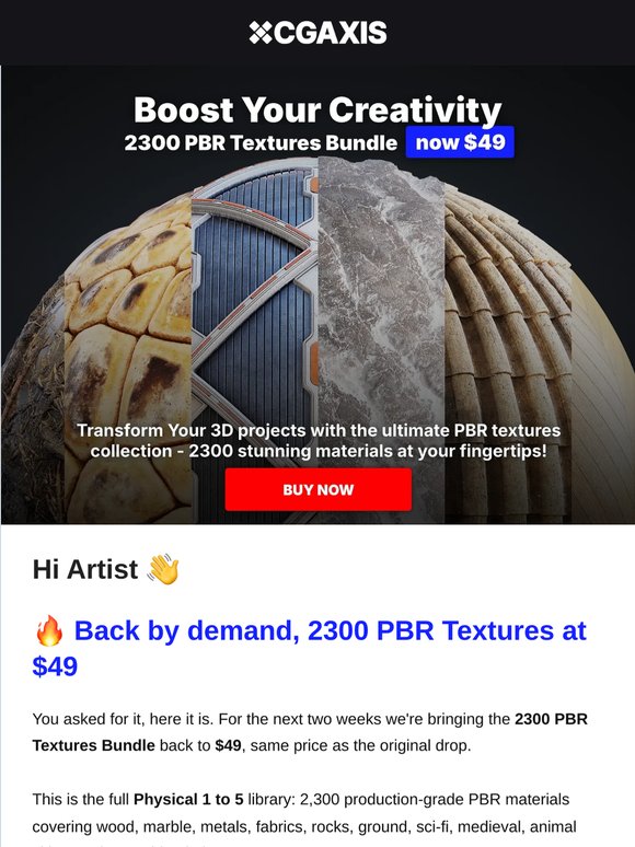 🔥 Artist, 2300 PBR Textures back at $49