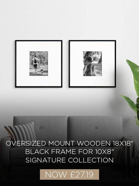 Oversized black wooden mount photo frames