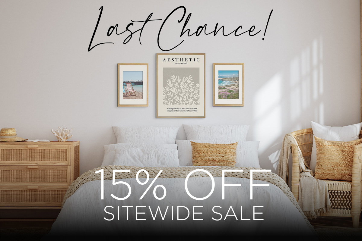 Last chance 15% off sitewide sale bedroom banner