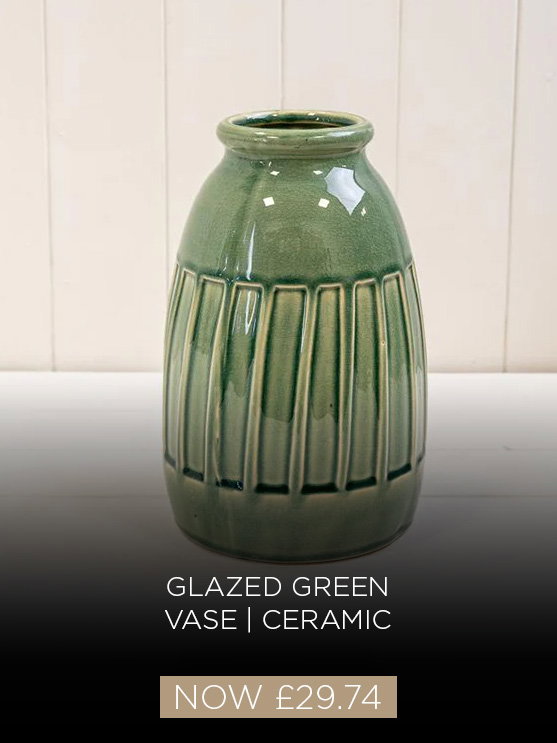 Glazed green ceramic vase