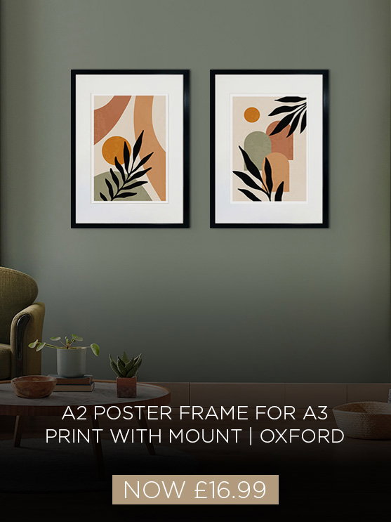 Oxford black poster frame with mounted prints