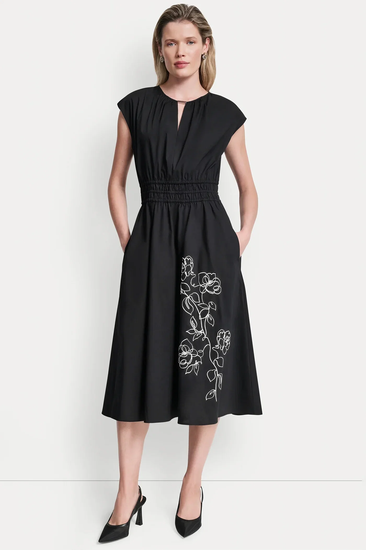 Image of FLORAL FIT & FLARE MIDI DRESS