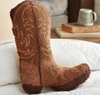 Cowboy Boot Shaped Hooked Pillow