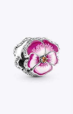Pink Pansy Flower Charm