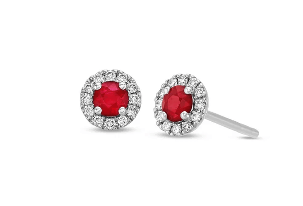 Ruby & Diamond studs