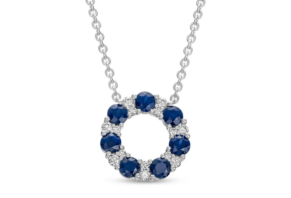 Sapphire & Diamond Circle Pendant