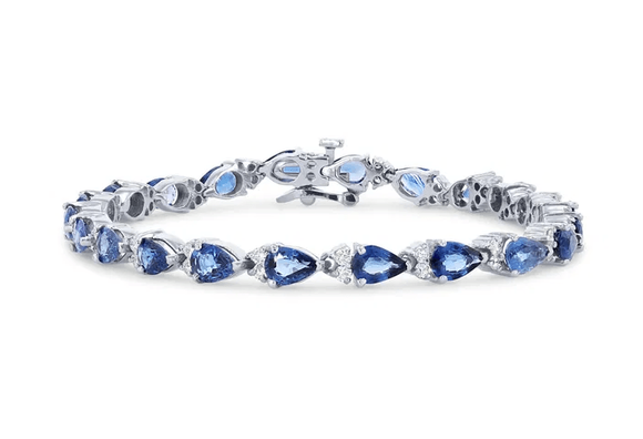 Blue Sapphire Flower Diamond Band
