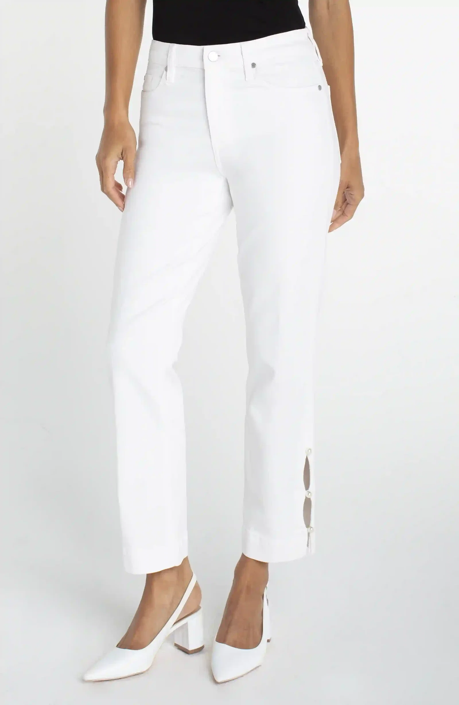 Image of KENNEDY CROP STRAIGHT WITH PEARL TRIM