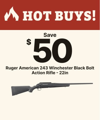 Save $50 Ruger American 243 Winchester Black Bolt Action Rifle - 22in