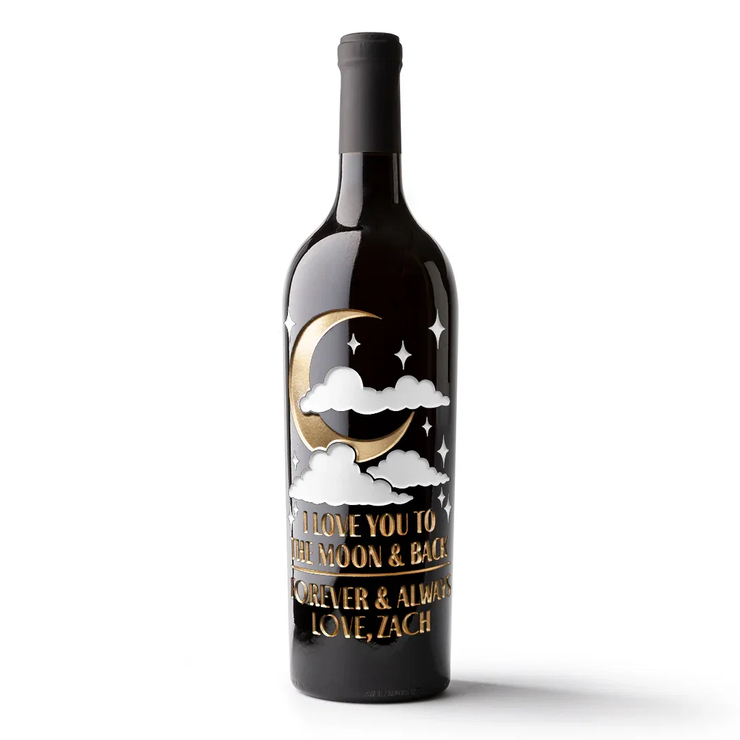 Image of I Love You to the Moon and Back Custom Etched Wine