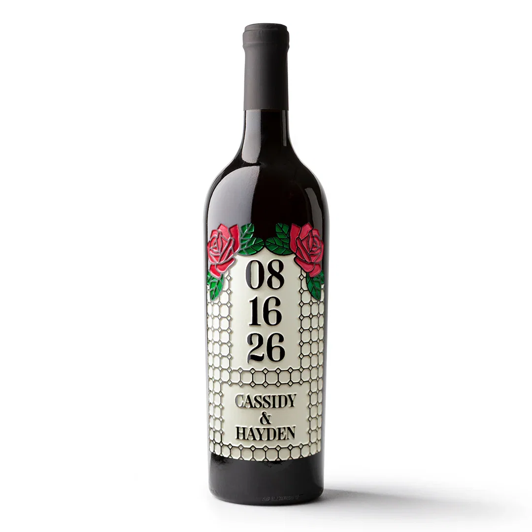 Image of Stained Glass Custom Etched Wine