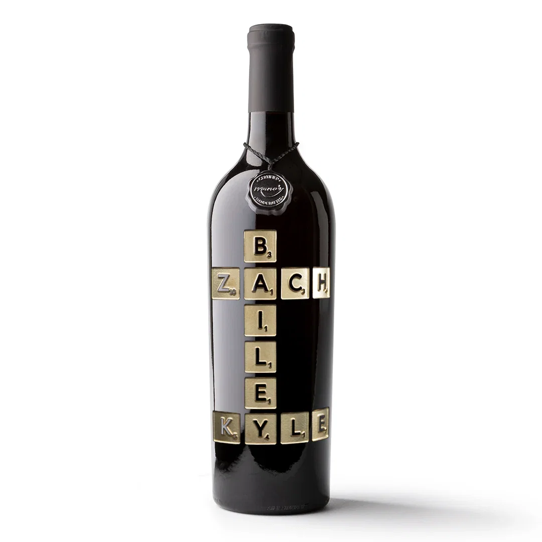 Image of Scrabble Custom Words Etched Wine