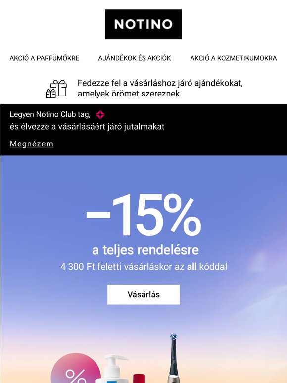 Élvezze a 15% kedvezményt a teljes vásárlásra 4 300 Ft feletti vásárlás esetén