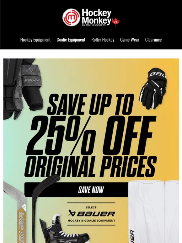 💥 Score 25% Off Select Bauer Gear