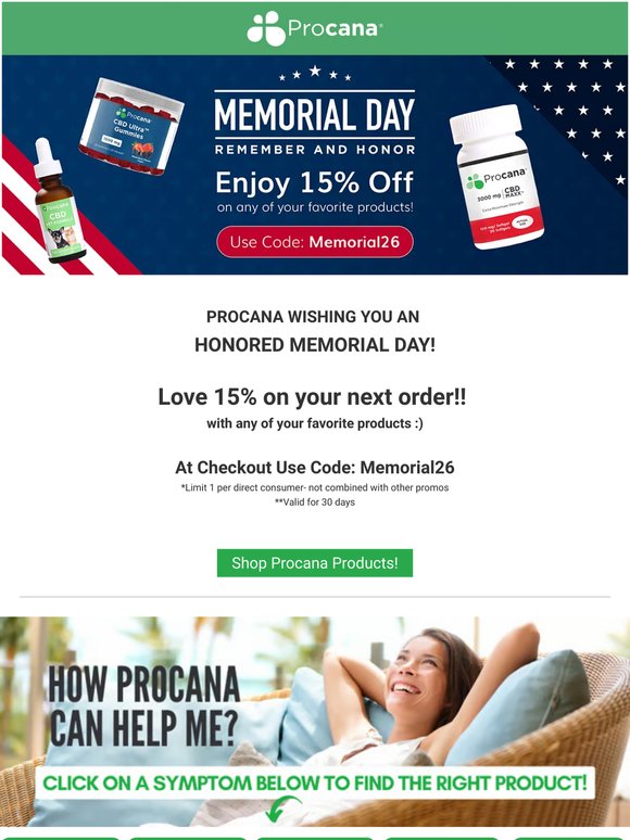 Enjoy 15% in Honor of Memorial Day 🪖
