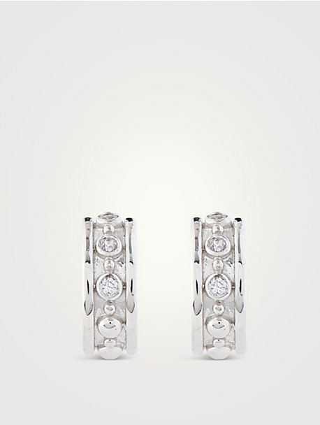 Dew Drop Sterling Silver Méditerranée Hoop Earrings With White Sapphire
