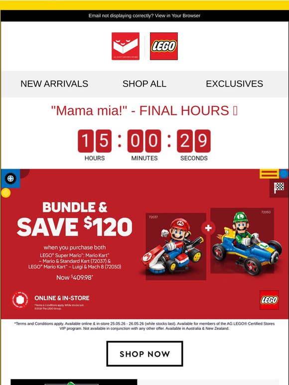 ⏰ "Mama mia!" - FINAL HOURS TO SAVE $120 🫣