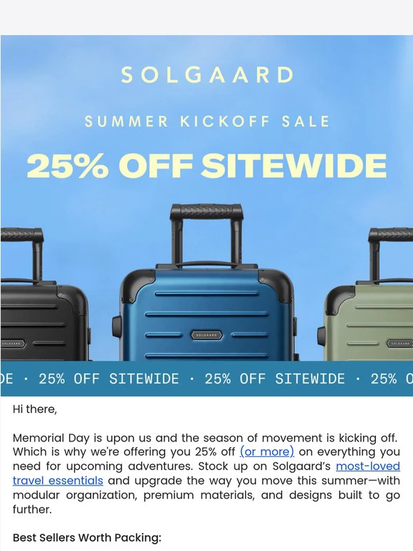 Memorial Day Sale: Luggage from $149
