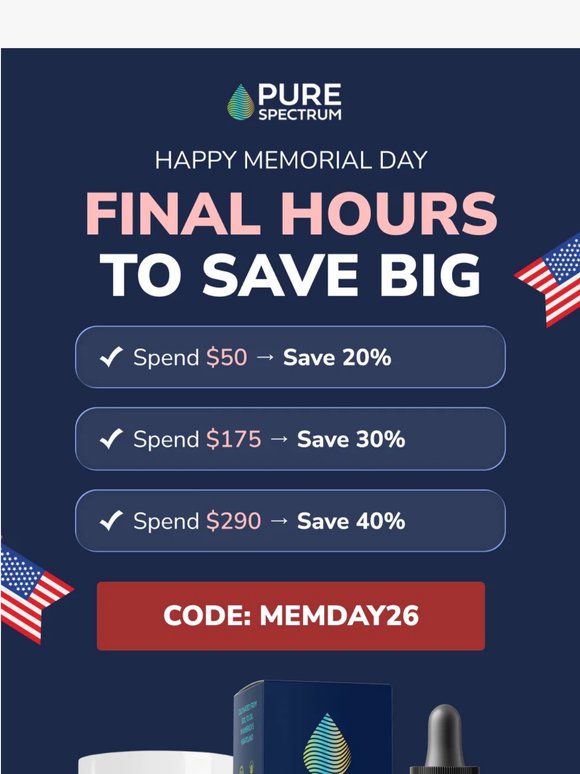 Memorial Day savings end tonight
