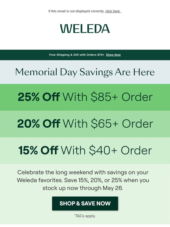 Memorial Day Deal: Up to 25% Off