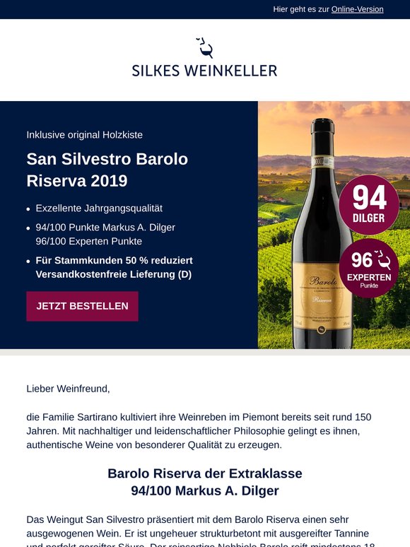 Barolo Riserva unfassbare 50 % reduziert!