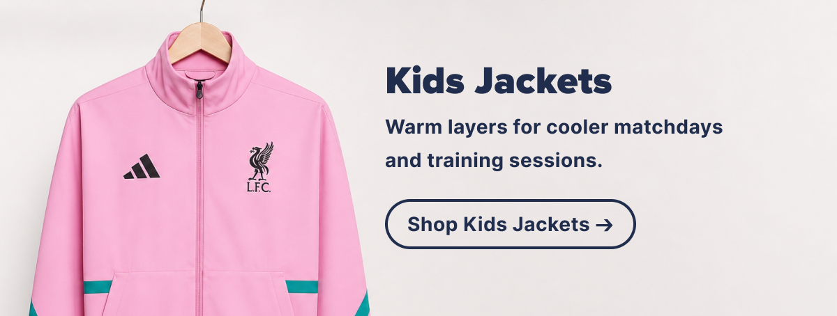 Kids jackets Warm layers for cooler matchdays and training sessions.