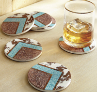 Aztec Cowhide Coasters - Set of 4