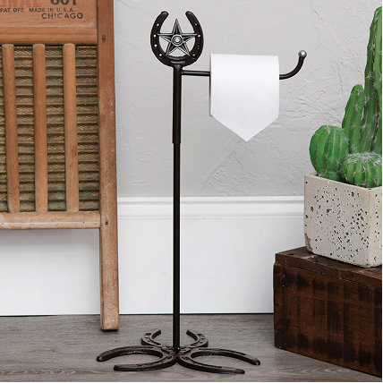 Horseshoe & Star Standing Toilet Paper Holder