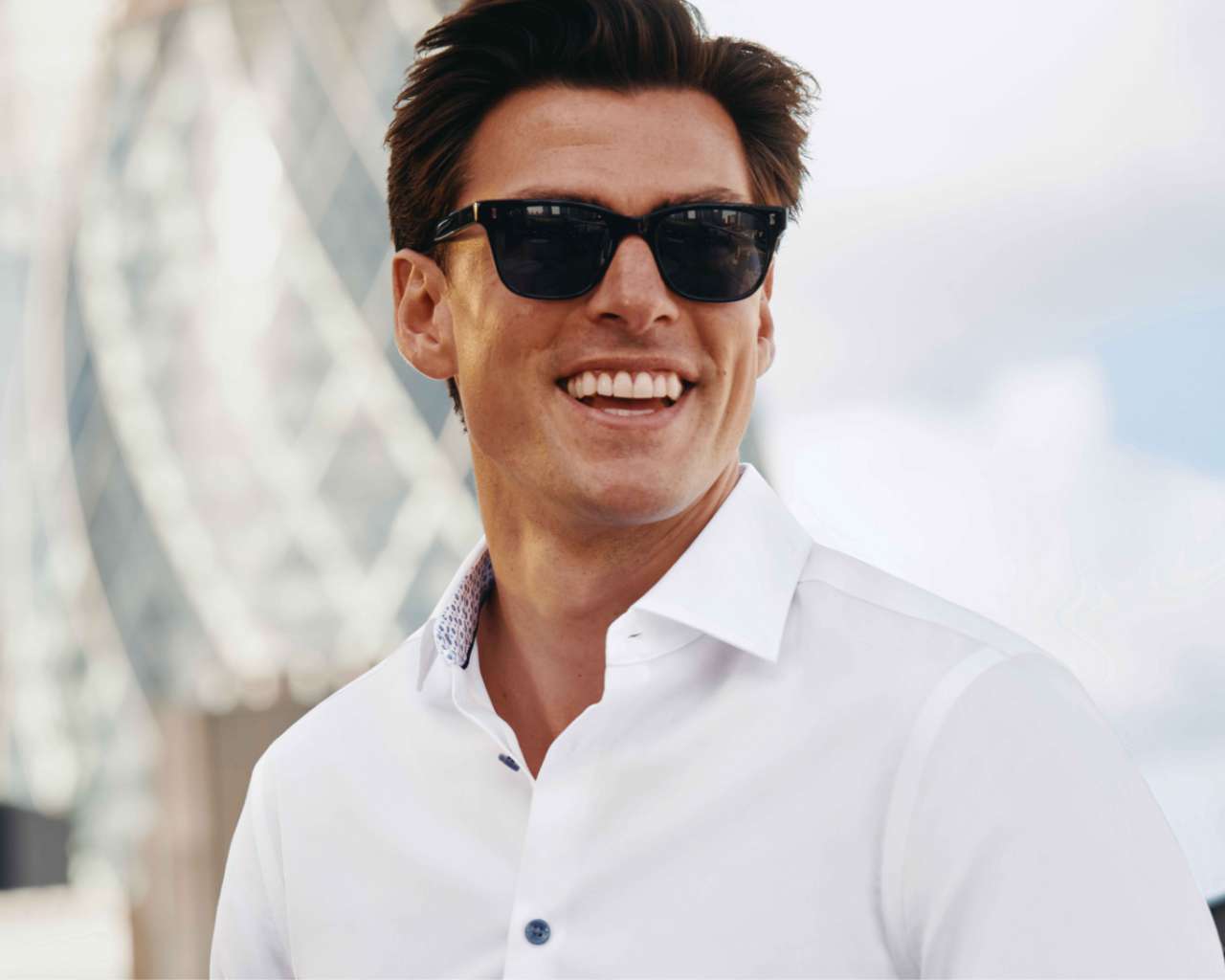 THE NON-IRON STRETCH PRINTED TRIM SHIRT