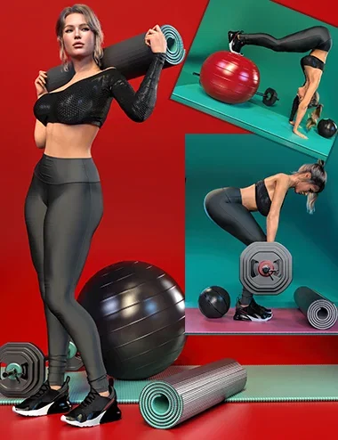 Z Exercise Props and Poses for Genesis 9 and 8 Female