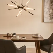 Black Geometric LED Pendant Lamp with Remote Dimmer
