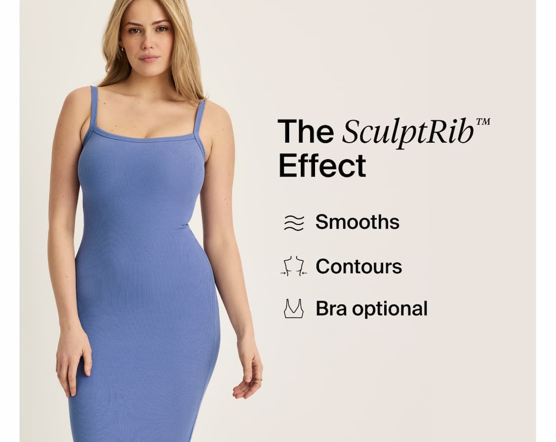 The SculptRib effect: smooths, contours, bra-optional