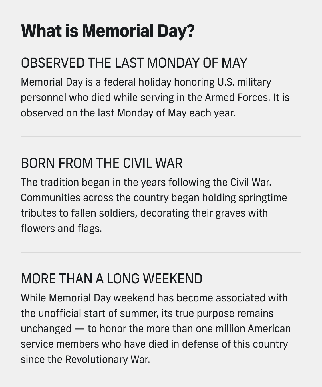 What is Memorial Day?