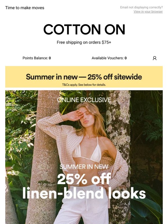25% off linen-blend looks (!!)